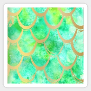 Green and gold Mermaid Scales Pattern Sticker